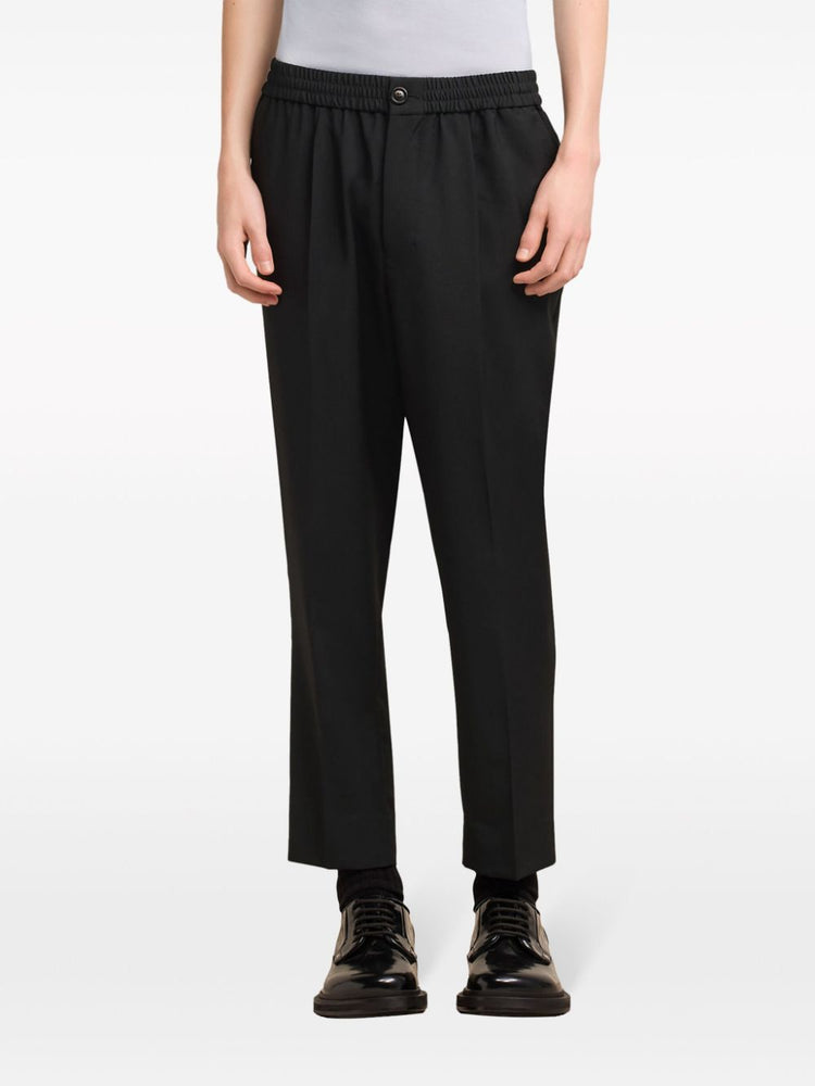 cropped virgin wool tapered trousers