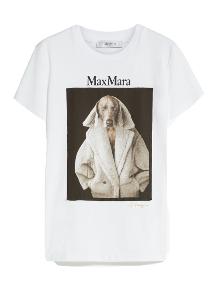 MAX MARA Cotton T-shirt with Wegman print