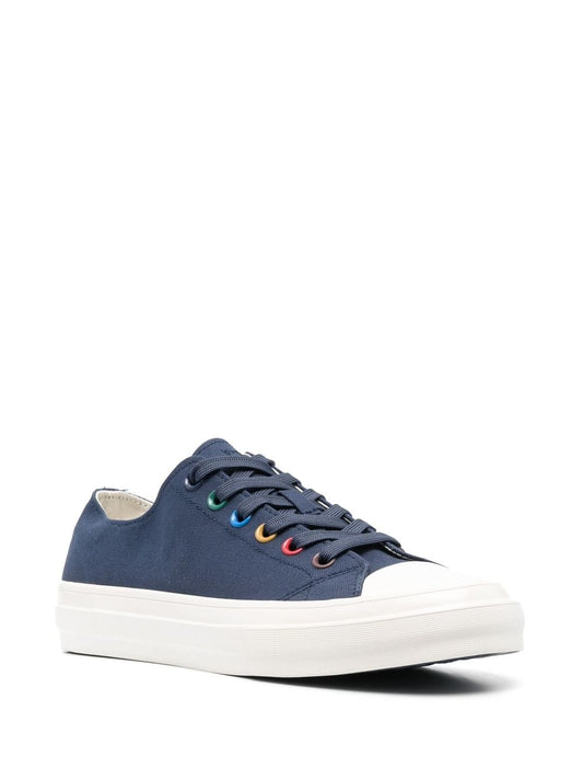 painted-eyelet low-top canvas sneakers