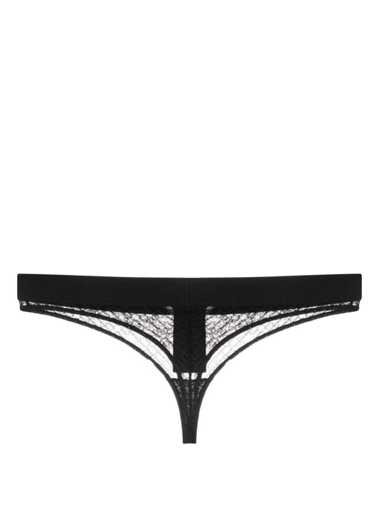 PALM ANGELS logo-waistband lace thong