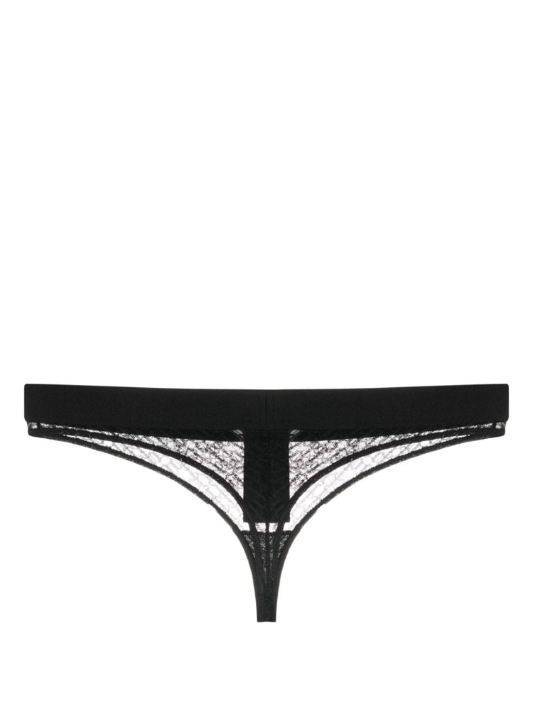 PALM ANGELS logo-waistband lace thong