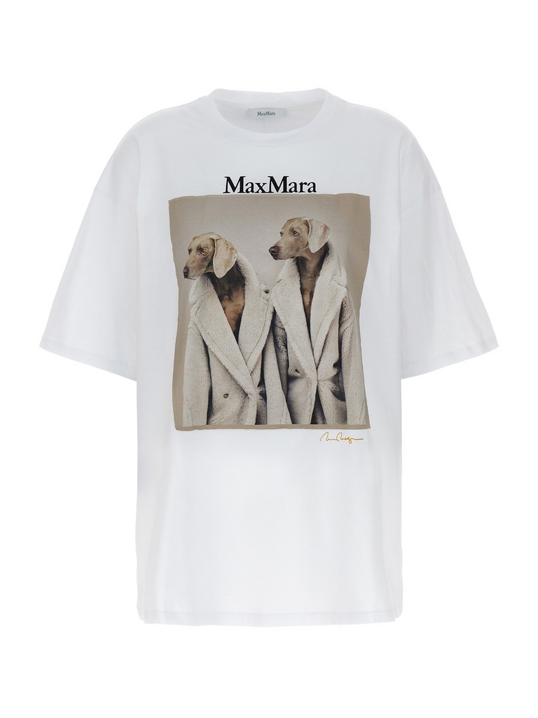 Max Mara Tシャツ ウェグマン プリント ブラック-