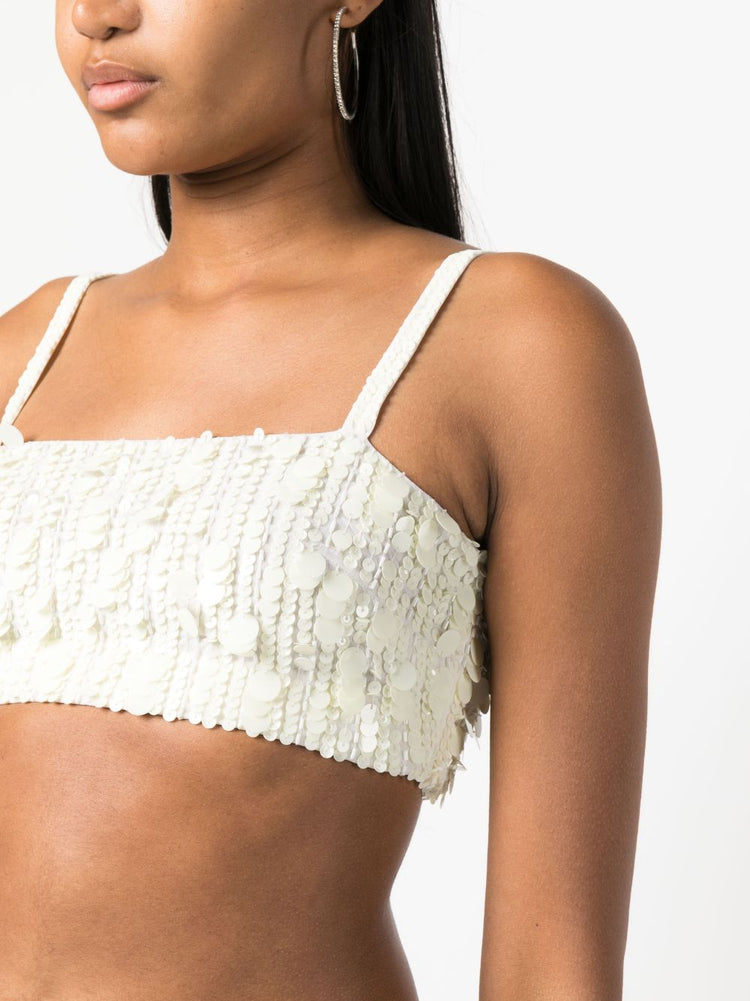 PAROSH sequin-embellished crop top