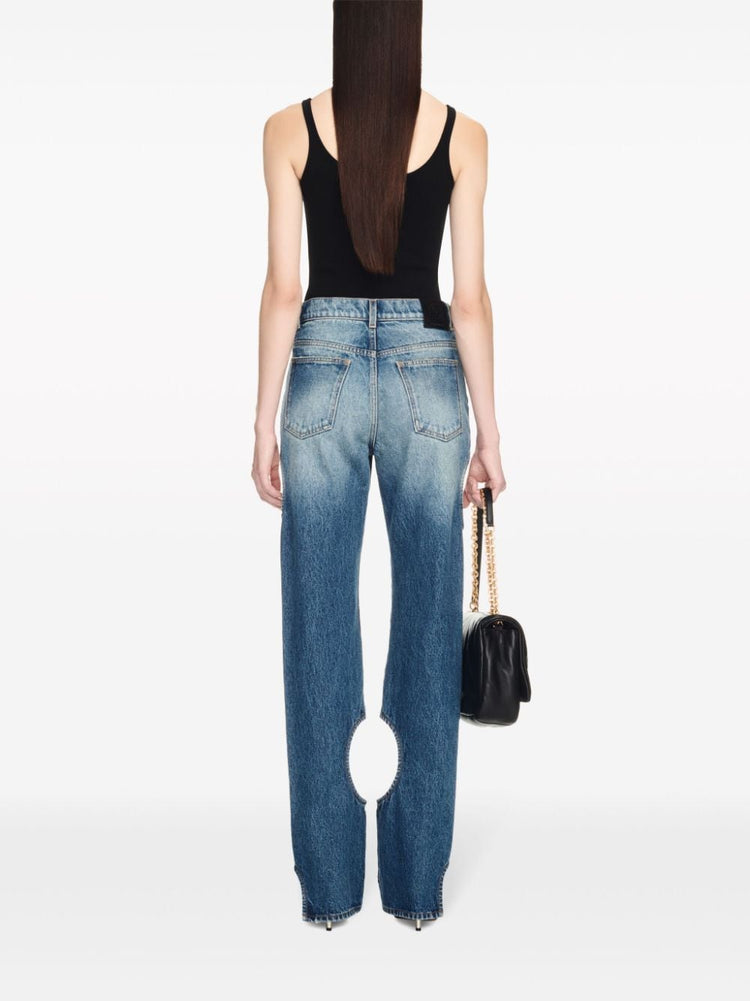 Meteor cut-out straight-leg jeans
