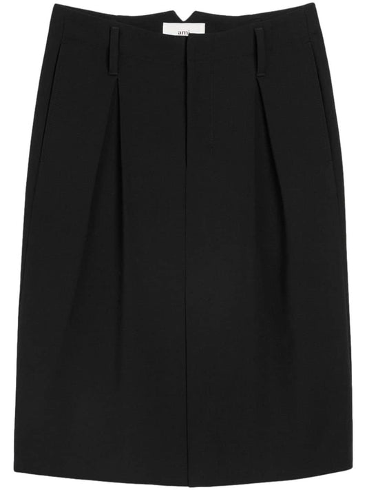 dart-detail high-waist midi skirt