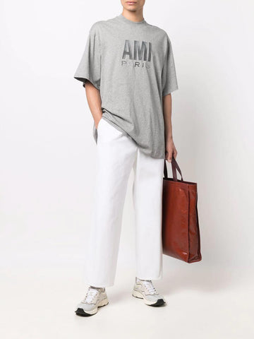AMI PARIS embroidered-logo organic cotton T-shirt