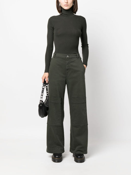 PAROSH multiple-pockets high-waisted trousers