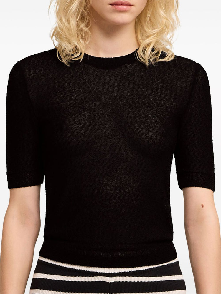 cropped textured-knit top