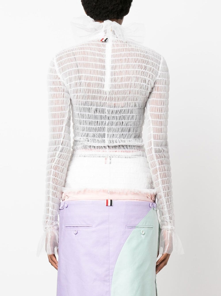 THOM BROWNE frilled high-neck tulle top