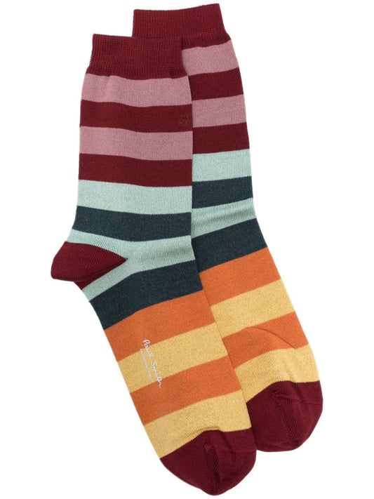 stripe-pattern logo-print ankle socks