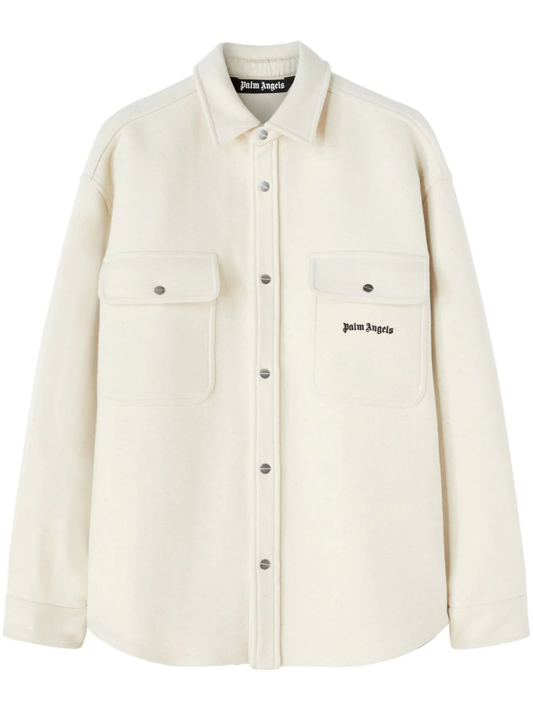 PALM ANGELS logo-embroidered twill shirt jacket