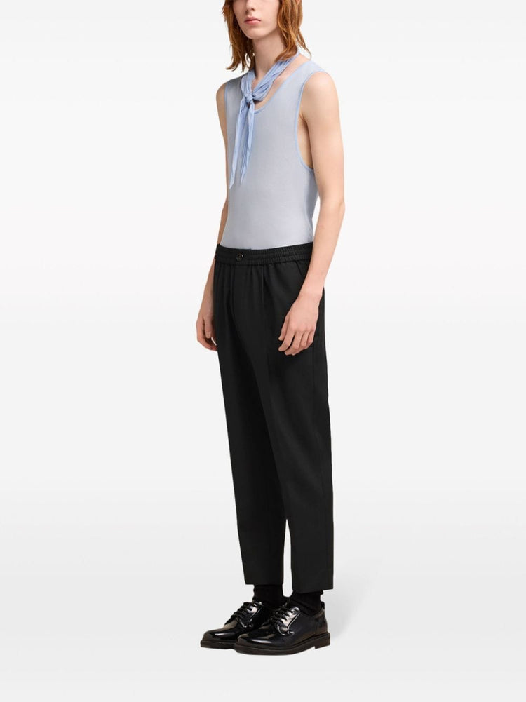 cropped virgin wool tapered trousers