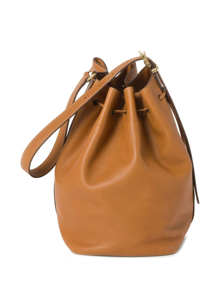 logo-embossed leather bucket bag