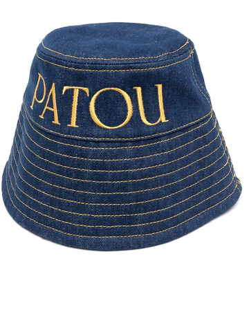 PATOU embroidered-logo denim bucket hat