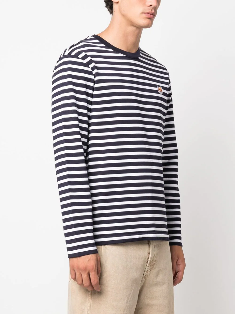 MAISON KITSUNÉ Fox-motif striped cotton T-shirt
