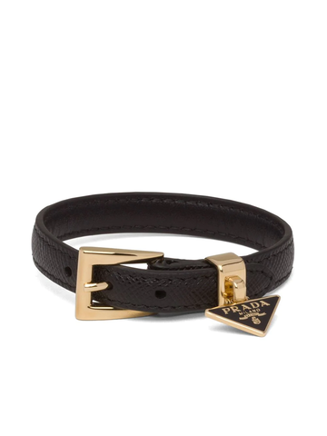 PRADA triangle-logo leather bracelet