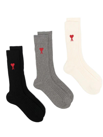 AMI PARIS logo-embroidered socks (set of three)