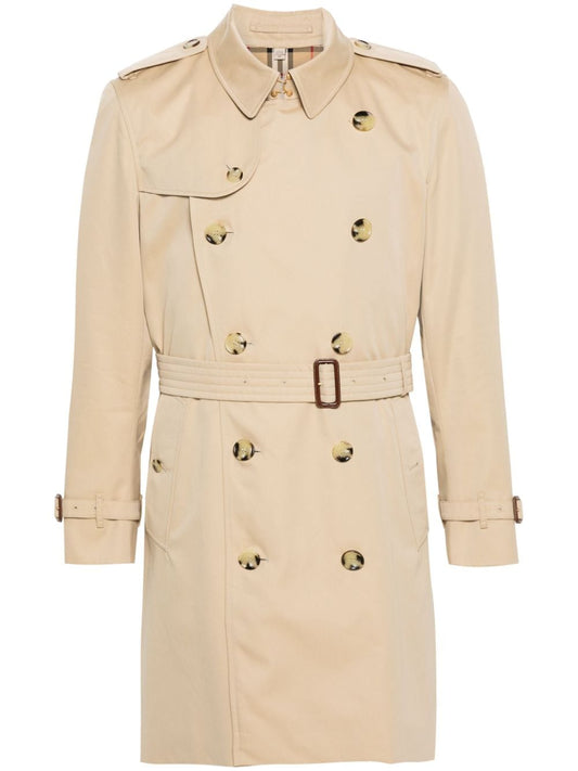 double-breasted cotton trench coat