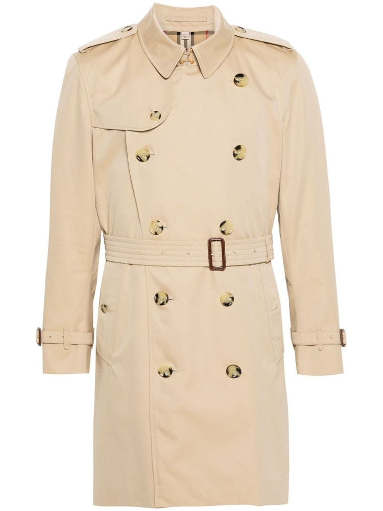 double-breasted cotton trench coat