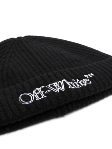 OFF WHITE logo-embroidered ribbed beanie
