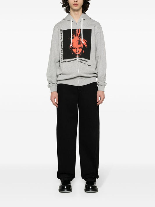 graphic-print zipped hoodie