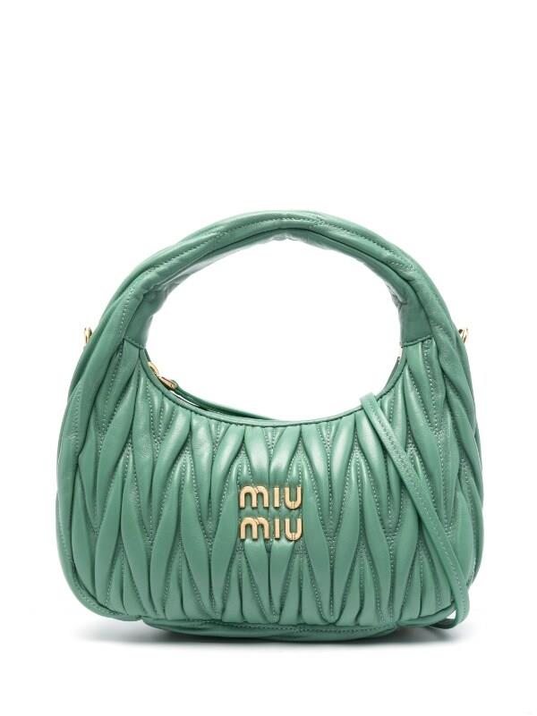 Miu Wander Matelasse Shoulder Bag in Green - Miu Miu