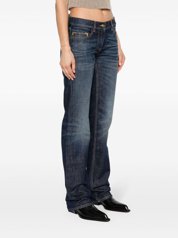 logo-embroidered straight-leg jeans