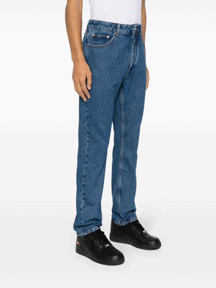 monogram-embossed straight-leg jeans