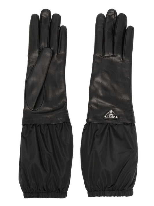 PRADA triangle-logo leater gloves