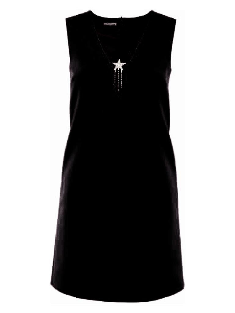 MIU MIU sleeveless black star embellished cady dress