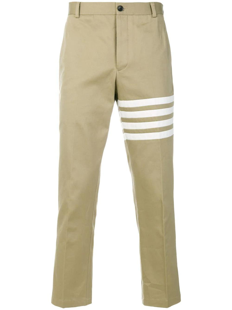 Seamed 4-Bar Stripe Unconstructed Chino Trouser In Cotton Twill