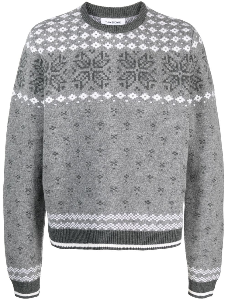THOM BROWNE patterned intarsia-knit wool sweater