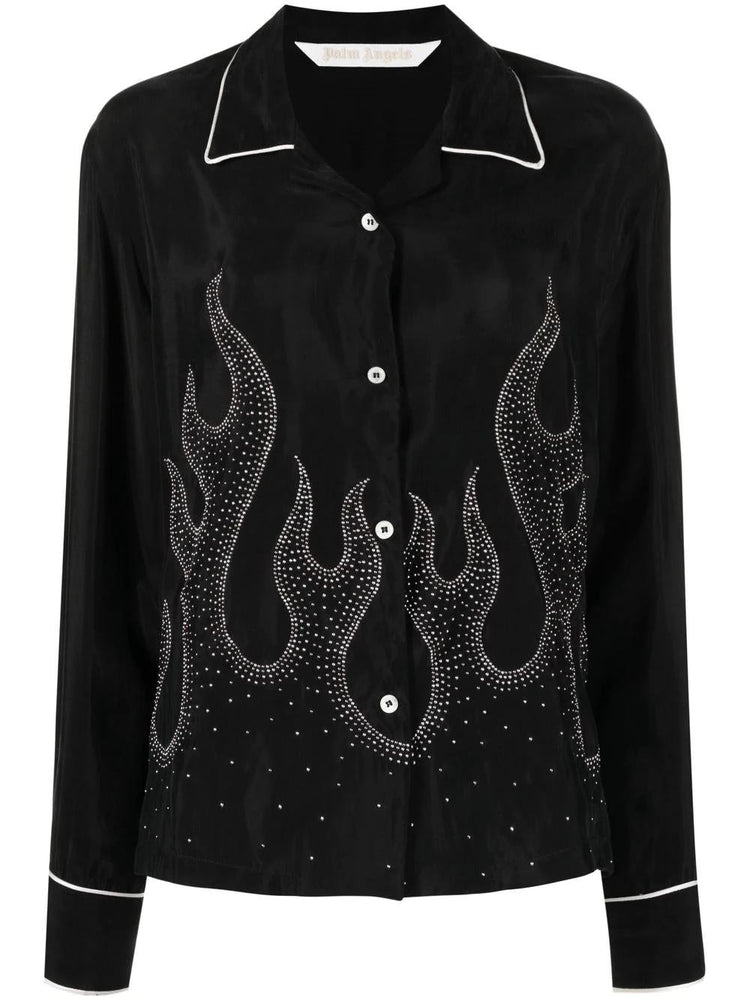 PALM ANGELS flame-embroidered shirt