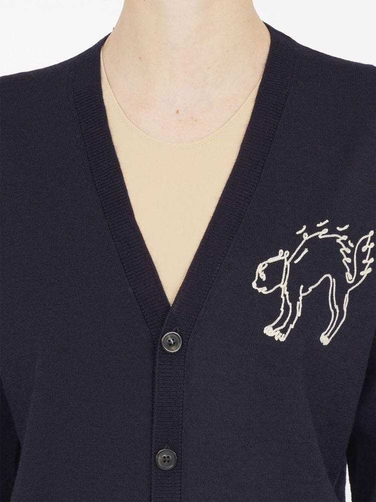 MAISON MARGIELA embroidered-cat wool cardigan