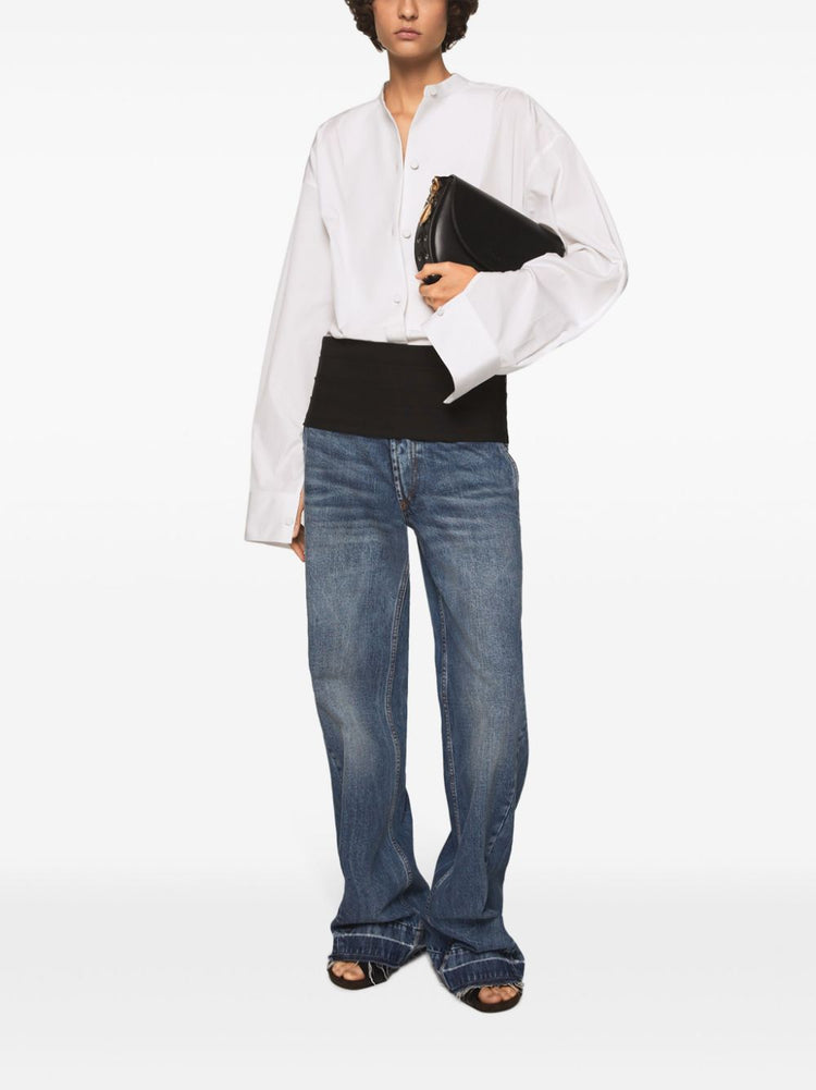 tuxedo-embellished wide-leg jeans