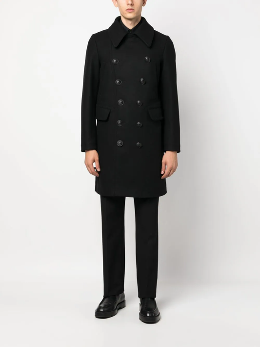 logo-button double-breasted coat