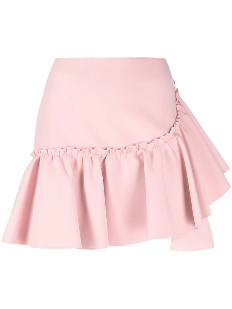 ruffled-trim high-waisted miniskirt