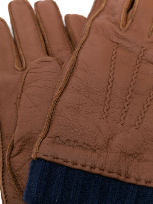 logo-debossed leather gloves