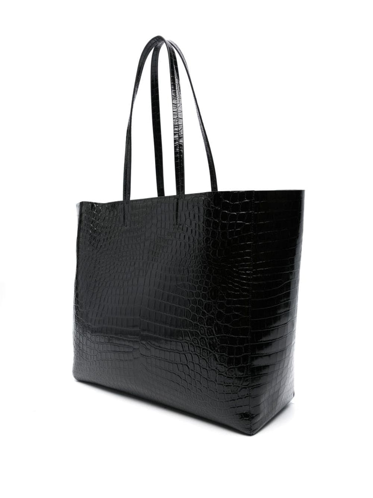 crocodile-embossed leather tote bag
