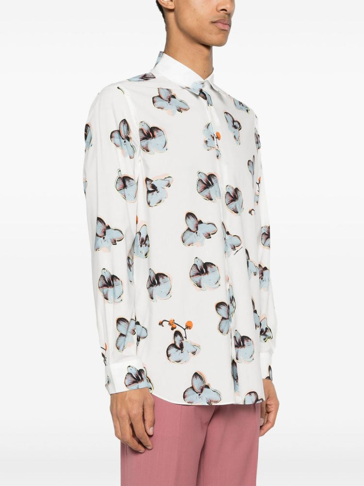 orchid-print shirt