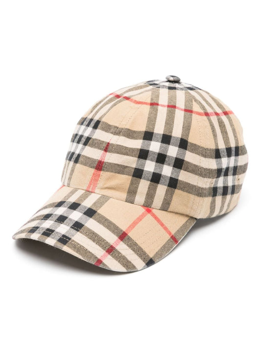 Vintage Check-pattern cotton cap