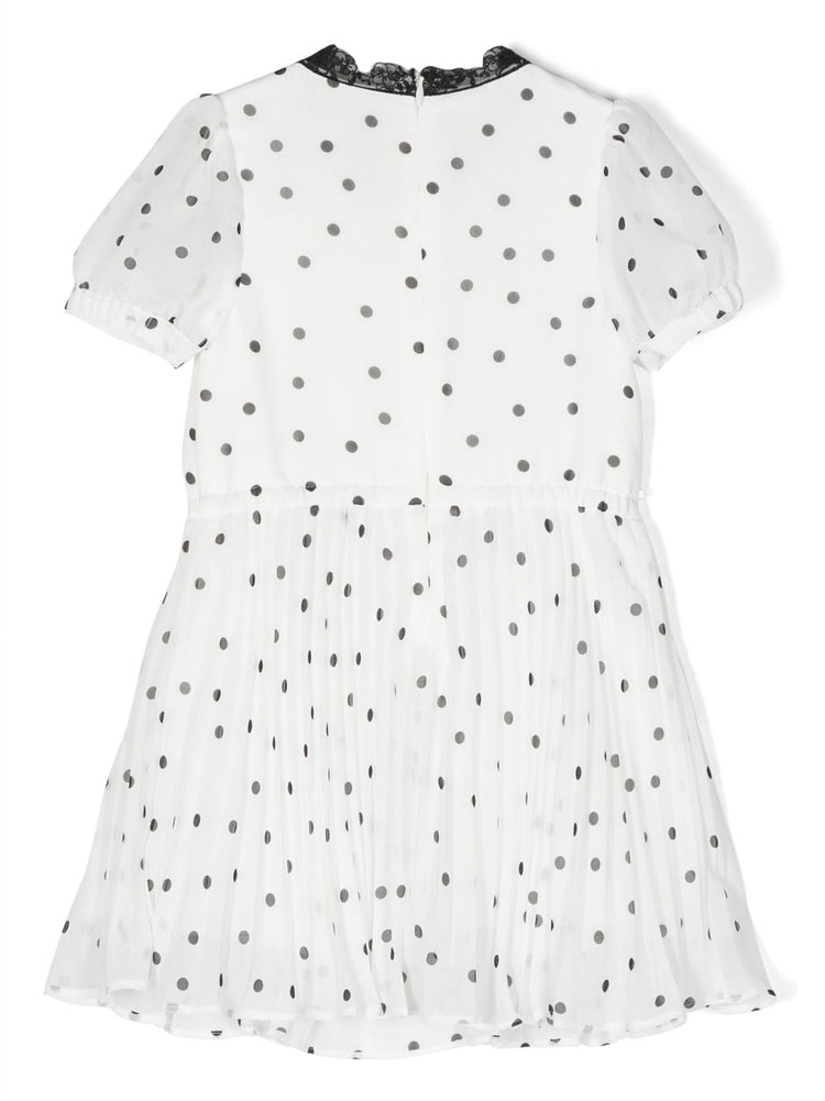 SELF-PORTRAIT KIDS polka-dot print pleated flared dress
