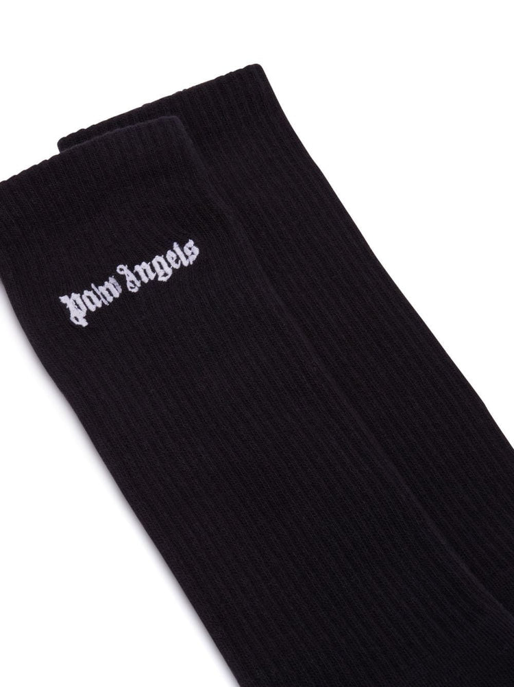 logo-embroidered ribbed socks