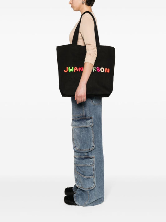 logo-embroidered cotton tote bag