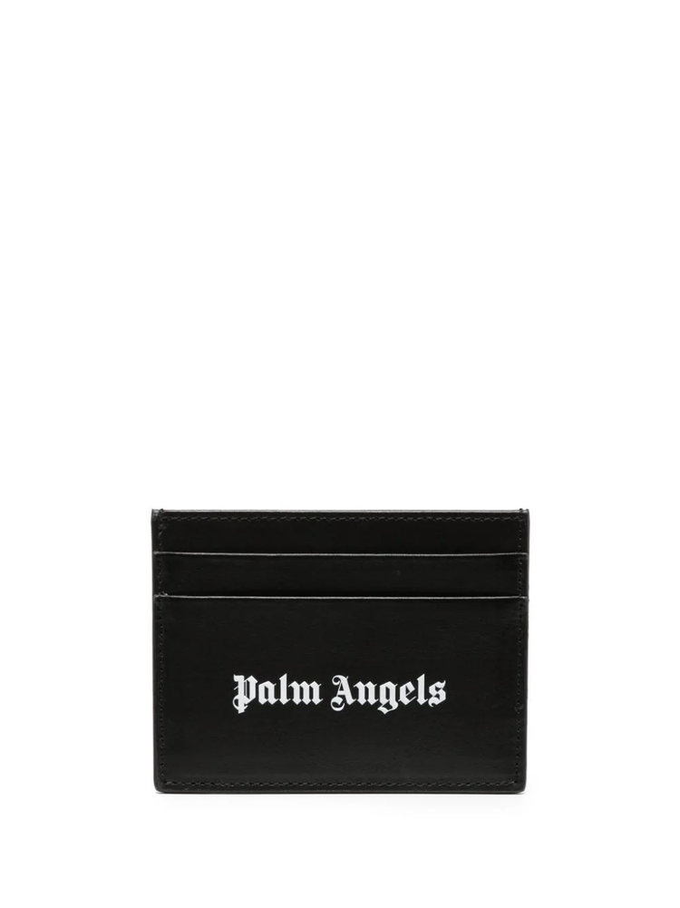 PALM ANGELS logo-print leather card holder
