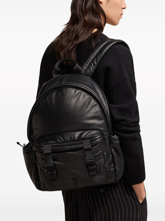 logo-plaque leather backpack
