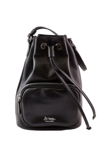LA ROSE leather satchel bag black