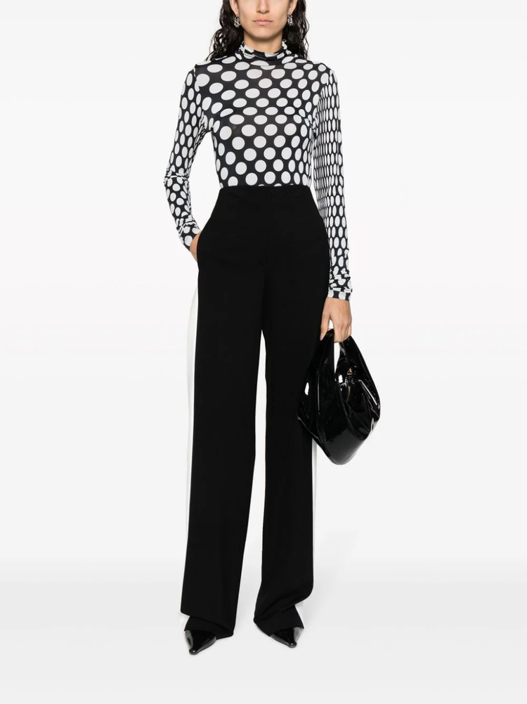 contrasting-trim wide-leg trousers