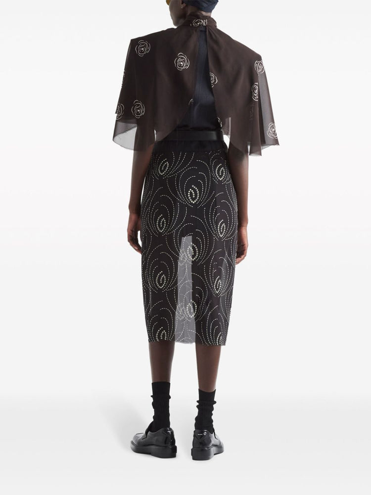 abstract-print midi pencil skirt