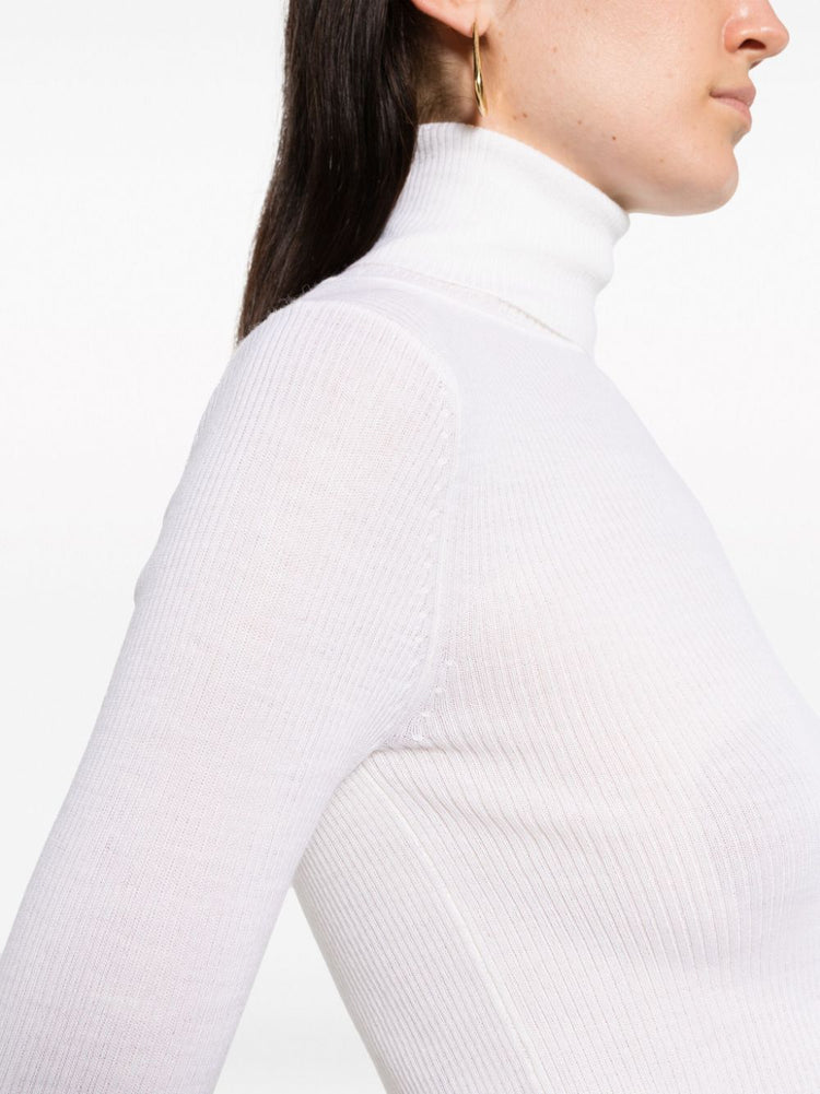 PAROSH high-neck ribbed-knit wool top